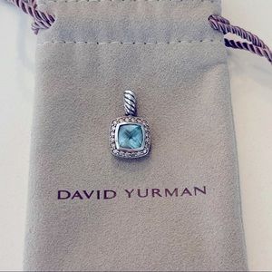 David Yurman Petite Albion Pendant w/ Blue Topaz and Pave Diamonds